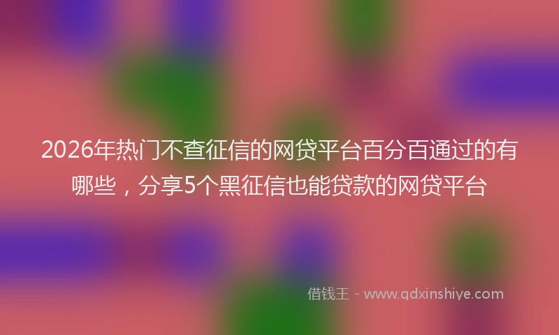 2026年热门不查征信的网贷平台百分百通过的有哪些，分享5个黑征信也能贷款的网贷平台