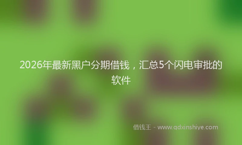 2026年最新黑户分期借钱，汇总5个闪电审批的软件