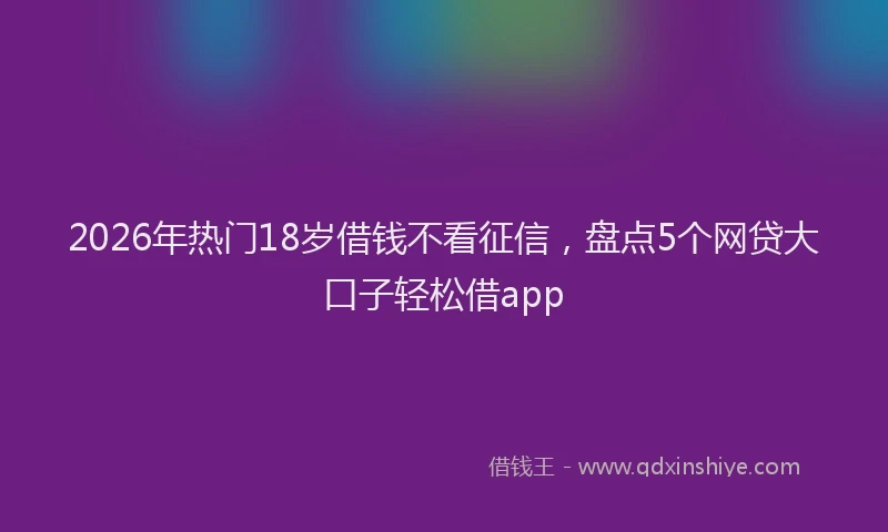2026年热门18岁借钱不看征信，盘点5个网贷大口子轻松借app