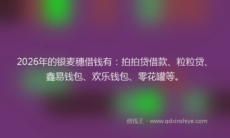 2026年的银麦穗借钱有：拍拍贷借款、粒粒贷、鑫易钱包、欢乐钱包、零花罐等。