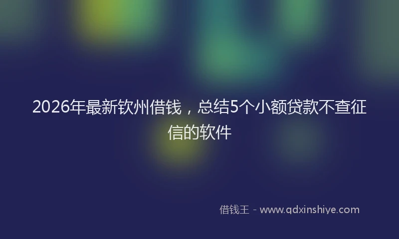 2026年最新钦州借钱，总结5个小额贷款不查征信的软件