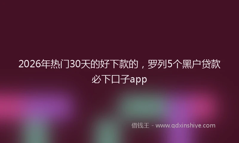 2026年热门30天的好下款的，罗列5个黑户贷款必下口子app