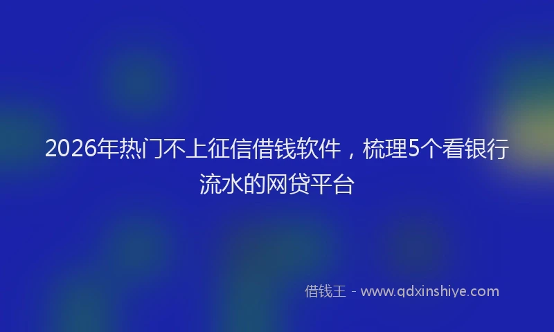 2026年热门不上征信借钱软件，梳理5个看银行流水的网贷平台