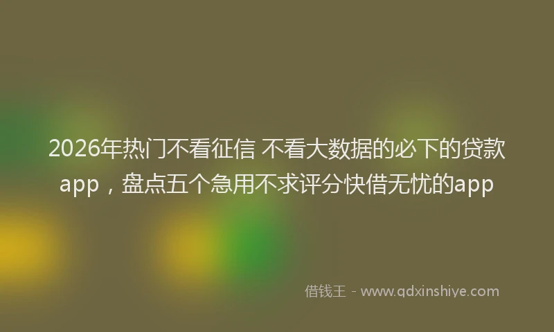2026年热门不看征信 不看大数据的必下的贷款app，盘点五个急用不求评分快借无忧的app