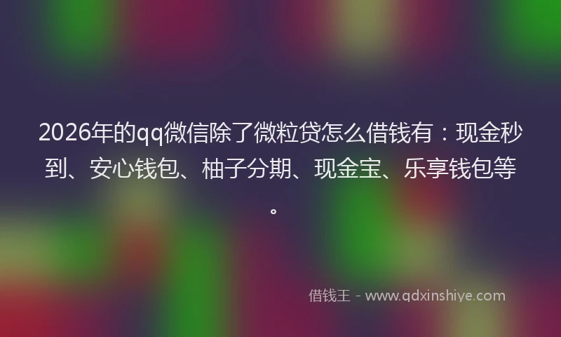 2026年的qq微信除了微粒贷怎么借钱有：现金秒到、安心钱包、柚子分期、现金宝、乐享钱包等。