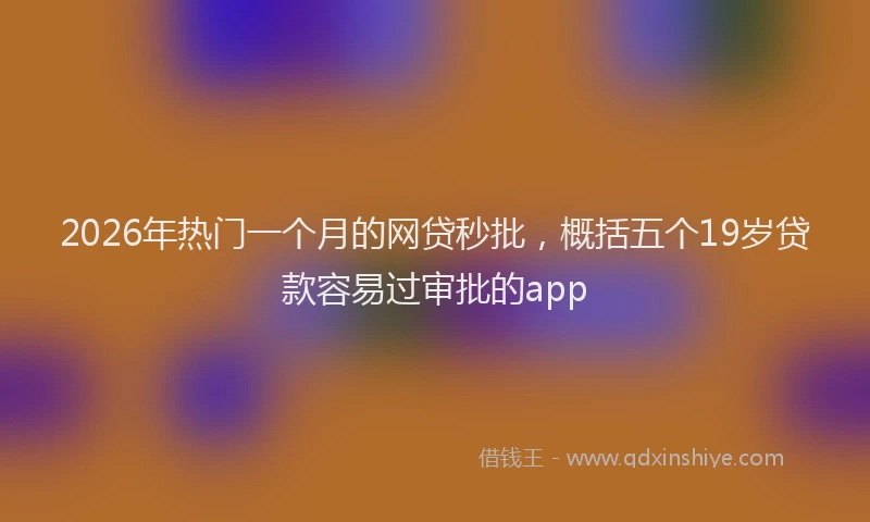 2026年热门一个月的网贷秒批，概括五个19岁贷款容易过审批的app