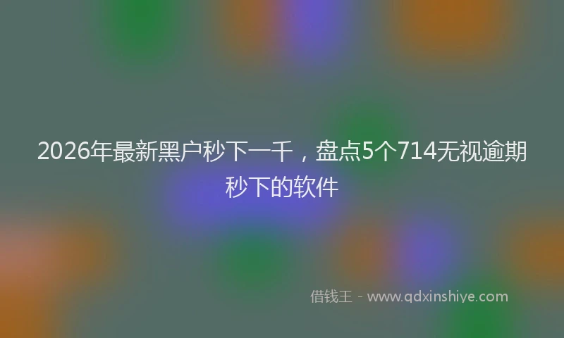 2026年最新黑户秒下一千，盘点5个714无视逾期秒下的软件