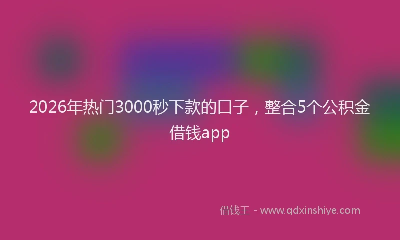 2026年热门3000秒下款的口子，整合5个公积金借钱app