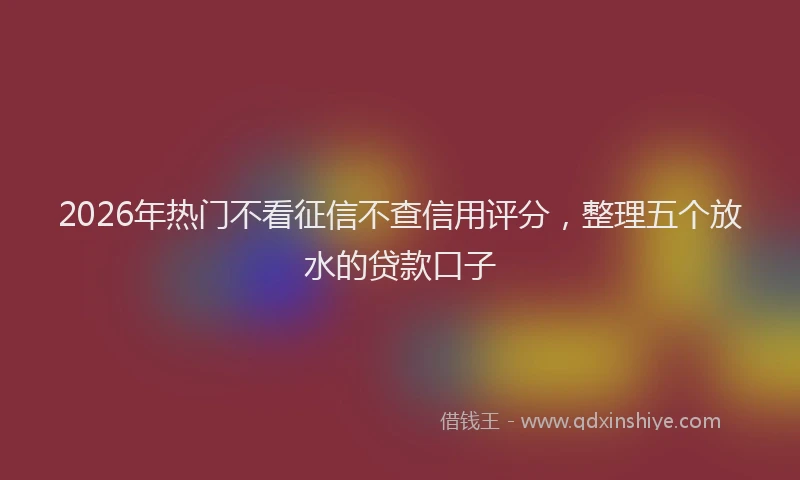 2026年热门不看征信不查信用评分，整理五个放水的贷款口子