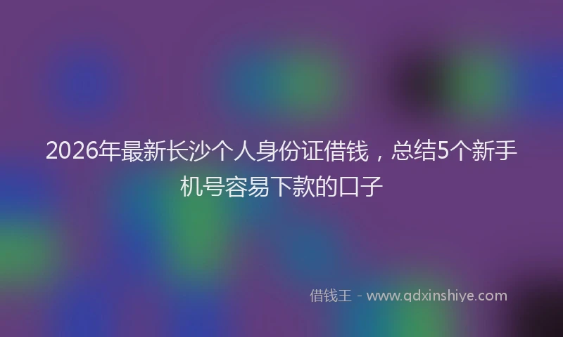 2026年最新长沙个人身份证借钱，总结5个新手机号容易下款的口子