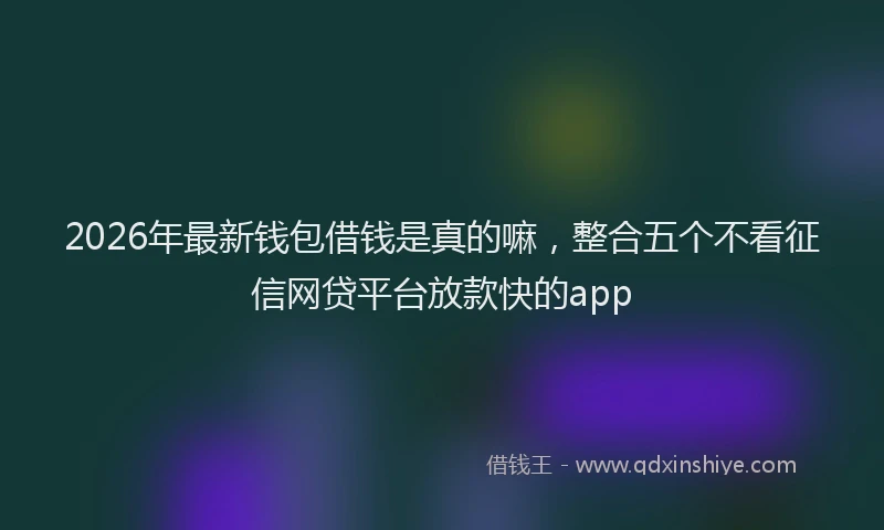 2026年最新钱包借钱是真的嘛，整合五个不看征信网贷平台放款快的app