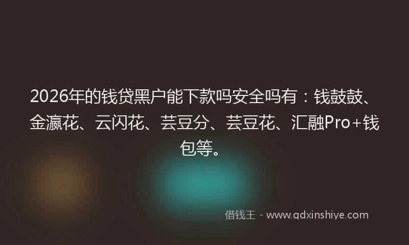 2026年的钱贷黑户能下款吗安全吗有：钱鼓鼓、金瀛花、云闪花、芸豆分、芸豆花、汇融Pro+钱包等。