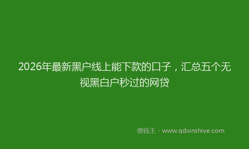 2026年最新黑户线上能下款的口子，汇总五个无视黑白户秒过的网贷