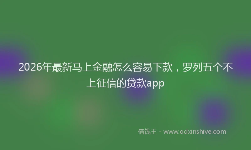 2026年最新马上金融怎么容易下款，罗列五个不上征信的贷款app