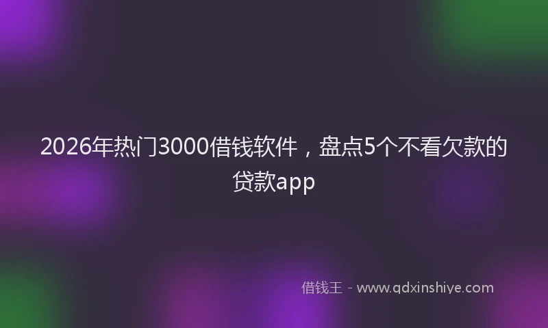 2026年热门3000借钱软件，盘点5个不看欠款的贷款app