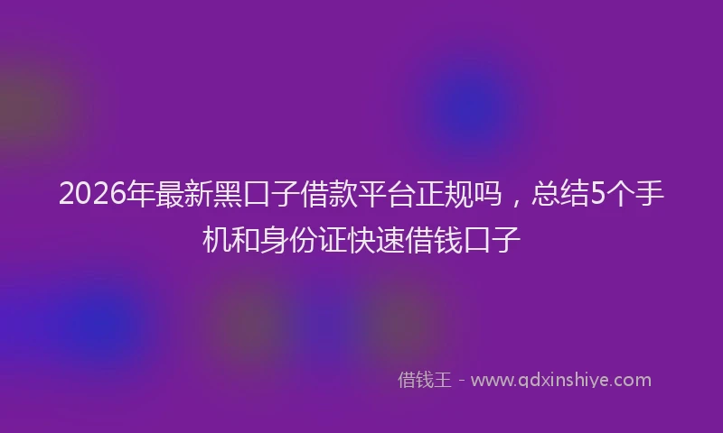 2026年最新黑口子借款平台正规吗，总结5个手机和身份证快速借钱口子