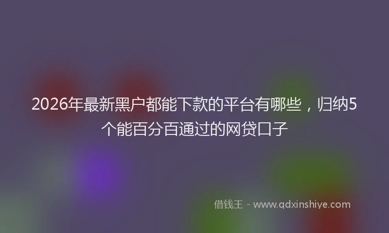 2026年最新黑户都能下款的平台有哪些，归纳5个能百分百通过的网贷口子