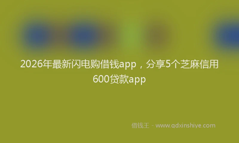 2026年最新闪电购借钱app，分享5个芝麻信用600贷款app