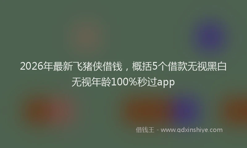 2026年最新飞猪侠借钱，概括5个借款无视黑白无视年龄100%秒过app
