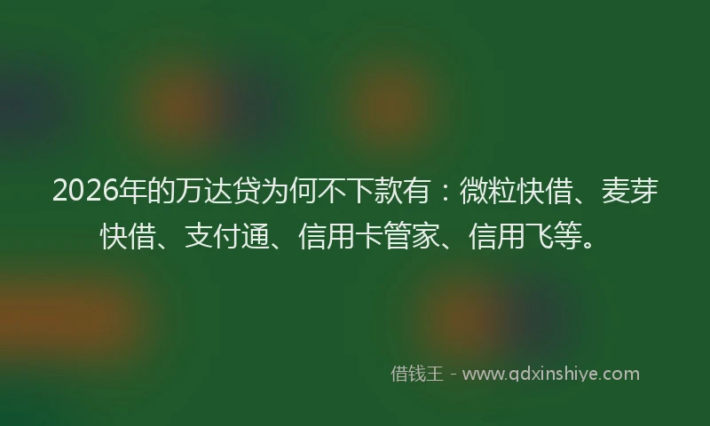 2026年的万达贷为何不下款有：微粒快借、麦芽快借、支付通、信用卡管家、信用飞等。