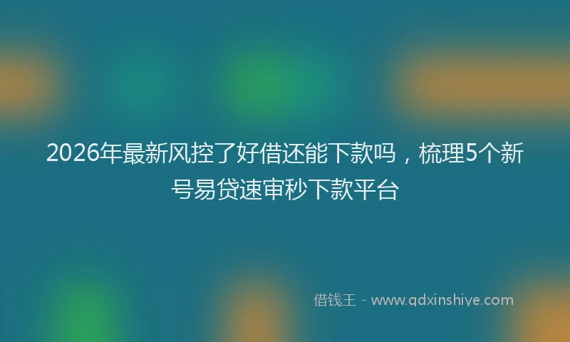 2026年最新风控了好借还能下款吗，梳理5个新号易贷速审秒下款平台