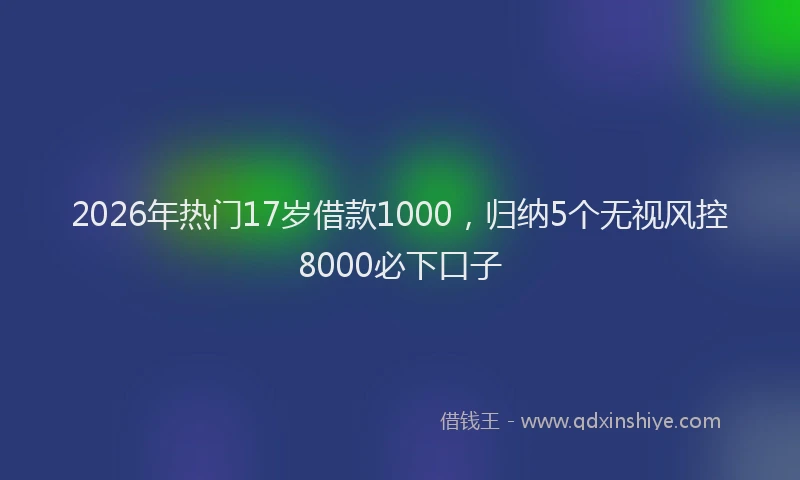 2026年热门17岁借款1000，归纳5个无视风控8000必下口子