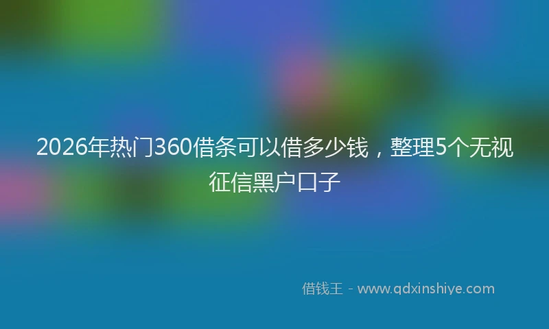 2026年热门360借条可以借多少钱，整理5个无视征信黑户口子
