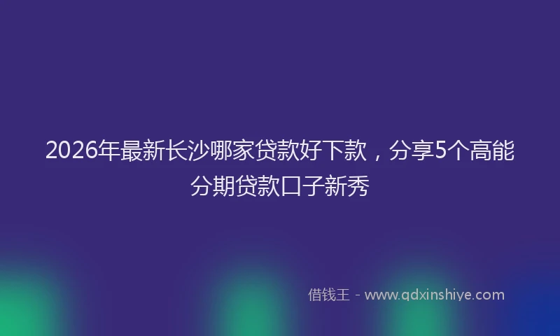 2026年最新长沙哪家贷款好下款，分享5个高能分期贷款口子新秀