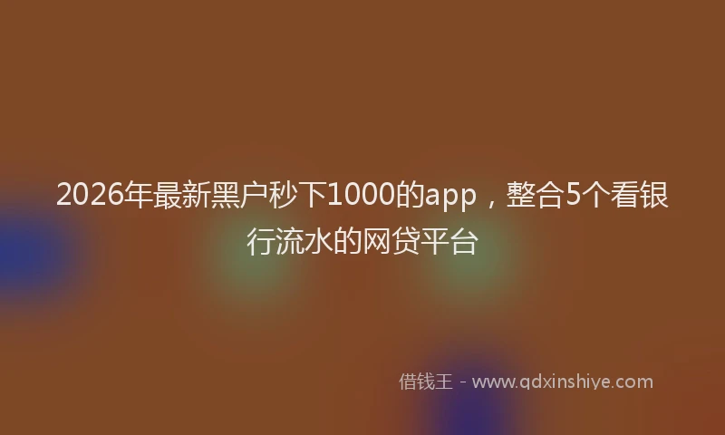 2026年最新黑户秒下1000的app，整合5个看银行流水的网贷平台
