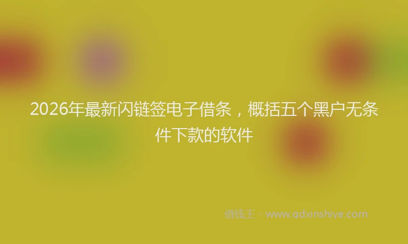 2026年最新闪链签电子借条，概括五个黑户无条件下款的软件