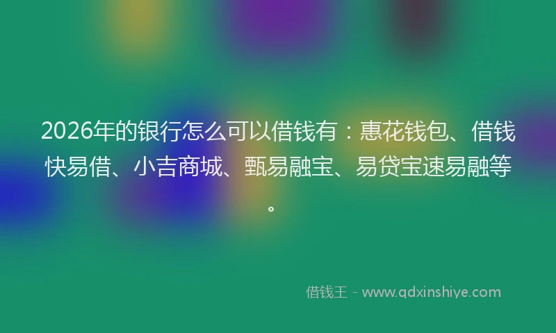 2026年的银行怎么可以借钱有：惠花钱包、借钱快易借、小吉商城、甄易融宝、易贷宝速易融等。