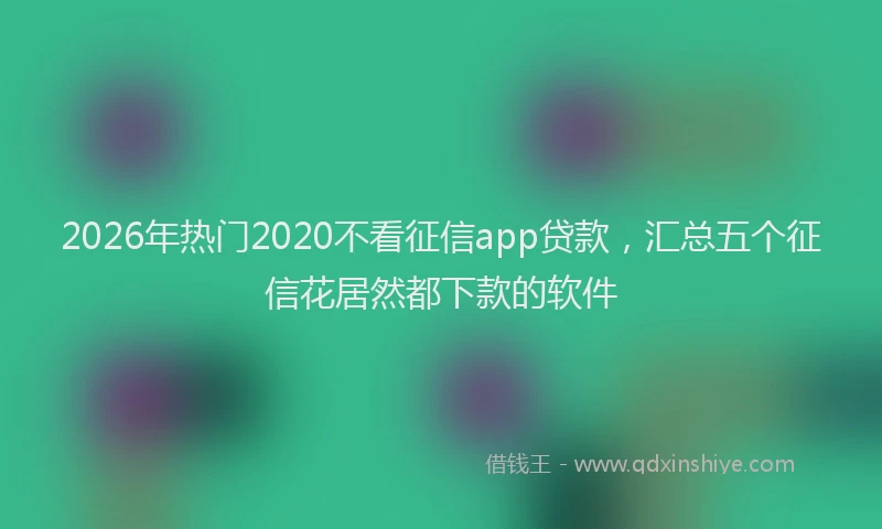 2026年热门2020不看征信app贷款，汇总五个征信花居然都下款的软件