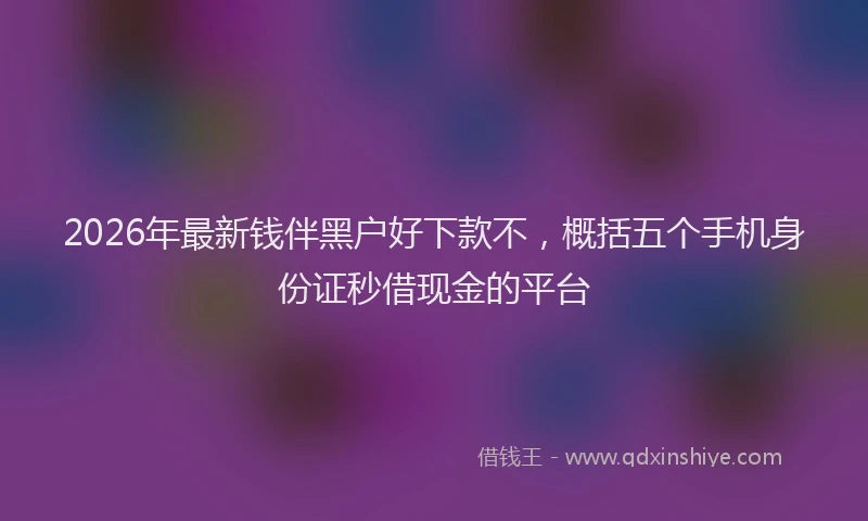 2026年最新钱伴黑户好下款不，概括五个手机身份证秒借现金的平台