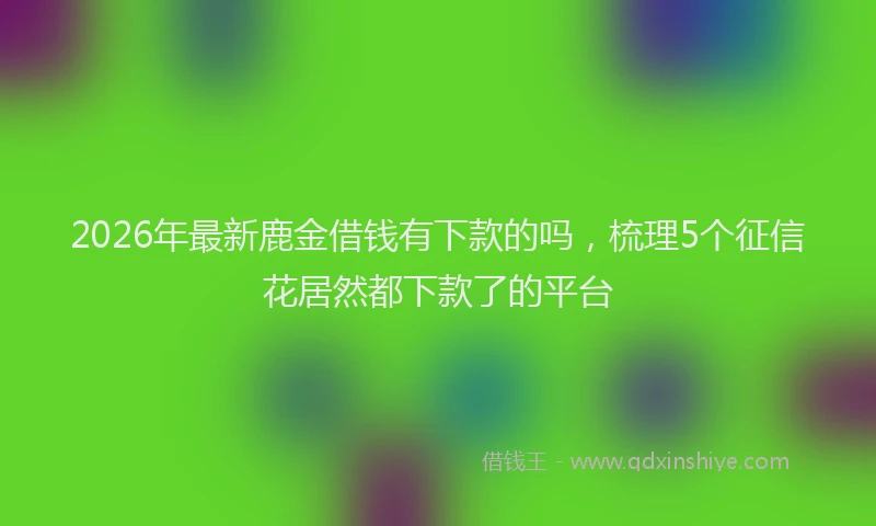 2026年最新鹿金借钱有下款的吗，梳理5个征信花居然都下款了的平台