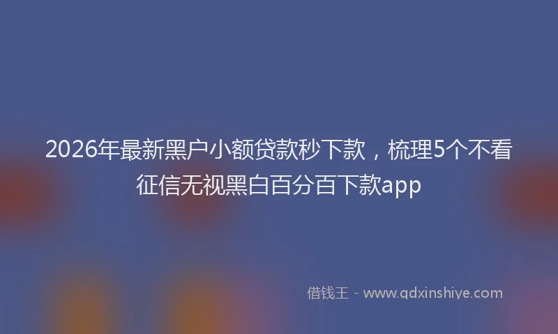 2026年最新黑户小额贷款秒下款，梳理5个不看征信无视黑白百分百下款app