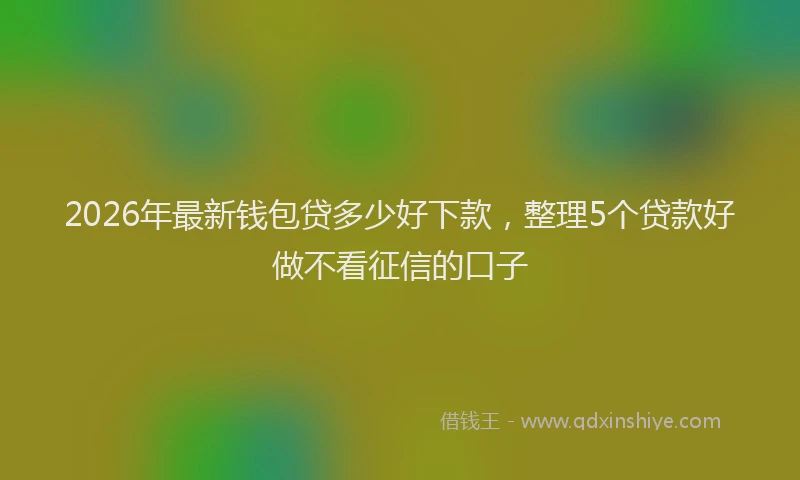 2026年最新钱包贷多少好下款，整理5个贷款好做不看征信的口子
