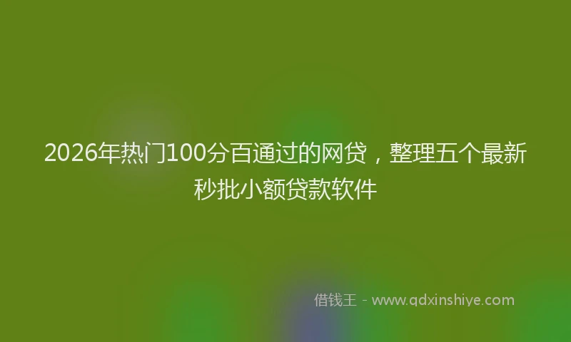2026年热门100分百通过的网贷，整理五个最新秒批小额贷款软件