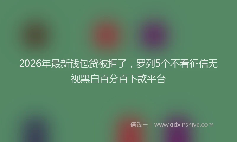 2026年最新钱包贷被拒了，罗列5个不看征信无视黑白百分百下款平台