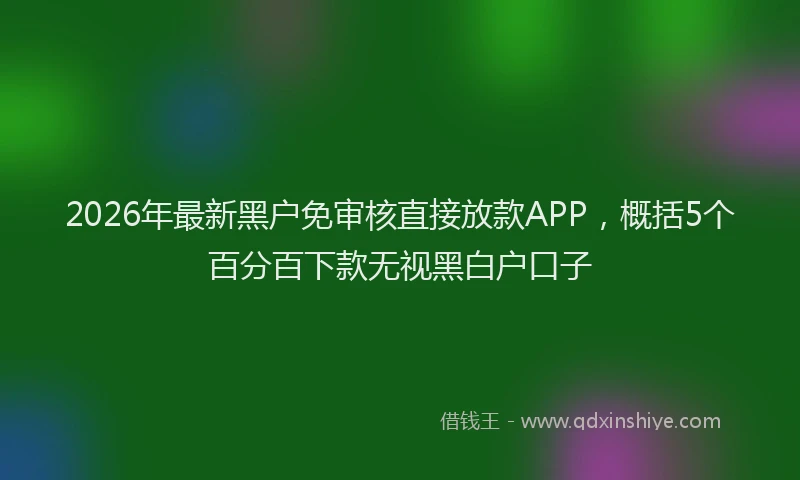 2026年最新黑户免审核直接放款APP，概括5个百分百下款无视黑白户口子