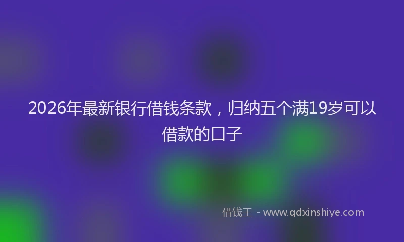 2026年最新银行借钱条款，归纳五个满19岁可以借款的口子