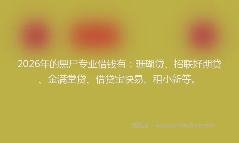 2026年的黑尸专业借钱有：珊瑚贷、招联好期贷、金满堂贷、借贷宝快易、租小新等。
