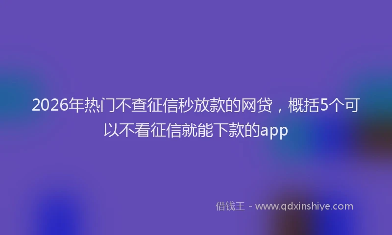 2026年热门不查征信秒放款的网贷，概括5个可以不看征信就能下款的app
