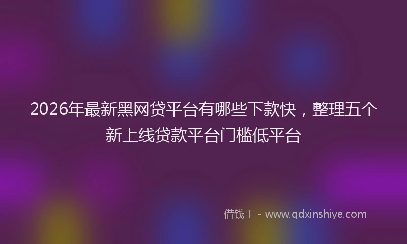 2026年最新黑网贷平台有哪些下款快，整理五个新上线贷款平台门槛低平台