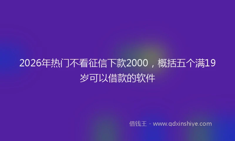 2026年热门不看征信下款2000，概括五个满19岁可以借款的软件