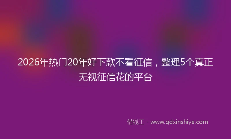 2026年热门20年好下款不看征信，整理5个真正无视征信花的平台
