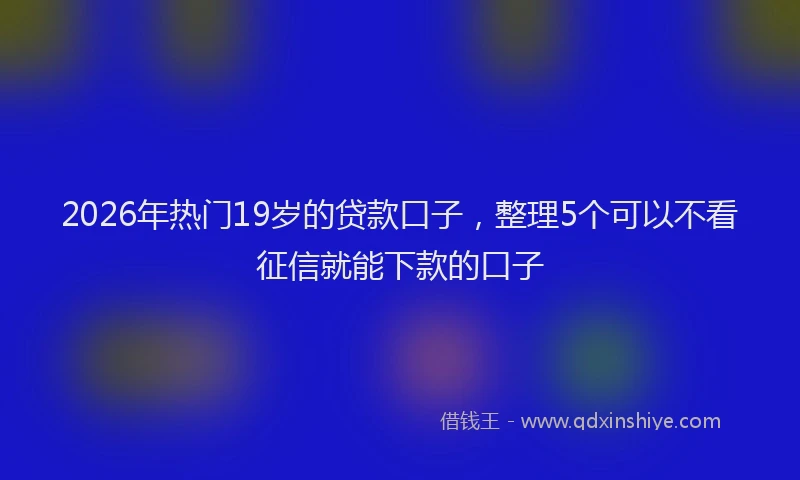 2026年热门19岁的贷款口子，整理5个可以不看征信就能下款的口子