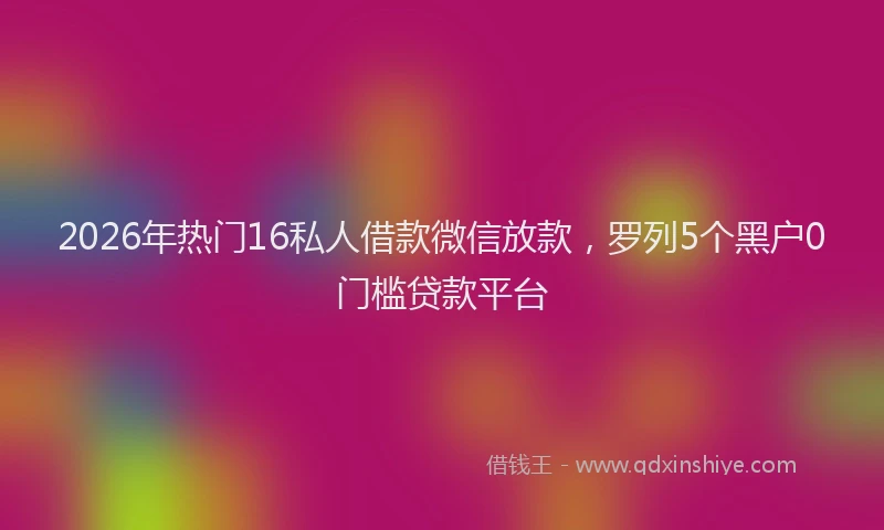 2026年热门16私人借款微信放款，罗列5个黑户0门槛贷款平台