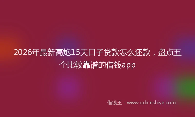 2026年最新高炮15天口子贷款怎么还款，盘点五个比较靠谱的借钱app
