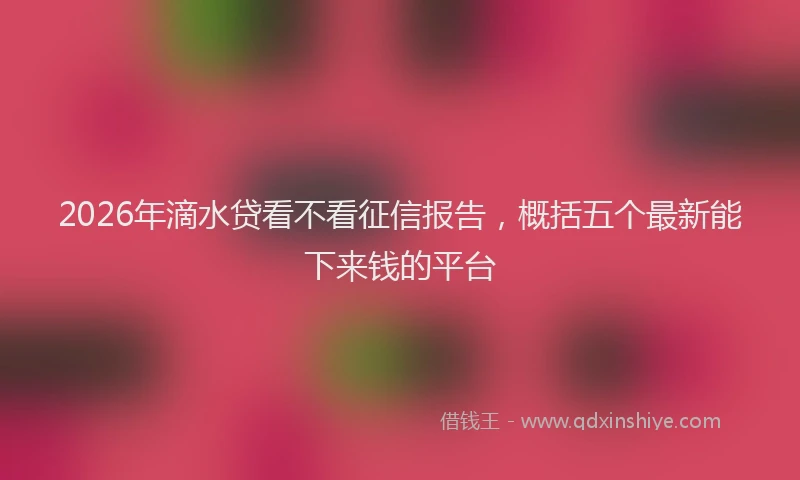 2026年滴水贷看不看征信报告，概括五个最新能下来钱的平台