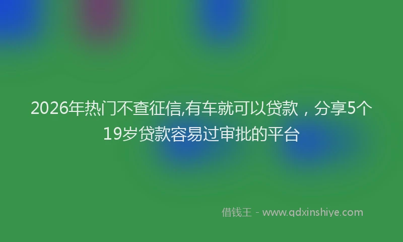 2026年热门不查征信,有车就可以贷款，分享5个19岁贷款容易过审批的平台